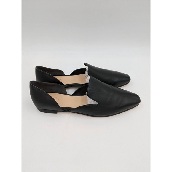 Via Spiga women's Allese black‎ leather square toe d'Orsay loafers flats - Picture 5 of 11